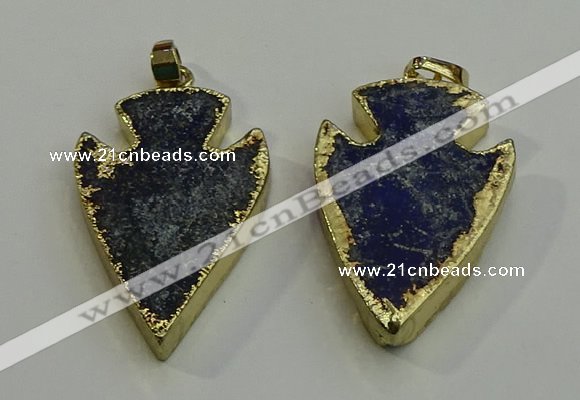 NGP6003 22*30mm - 25*35mm arrowhead lapis lazuli gemstone pendants