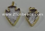 NGP6004 22*30mm - 25*35mm arrowhead white crystal pendants