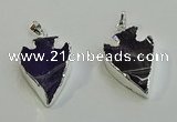 NGP6006 22*30mm - 25*35mm arrowhead amethyst pendants