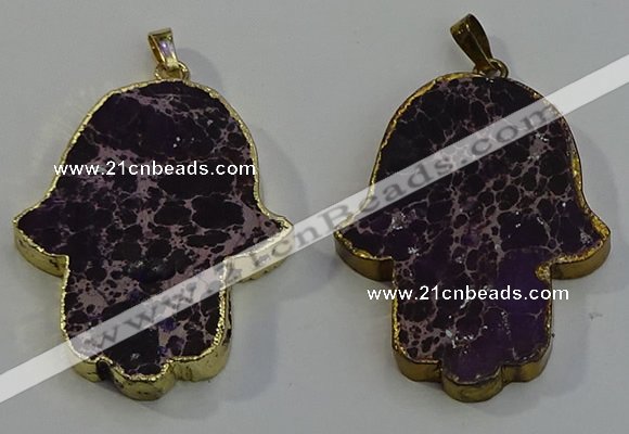 NGP6031 22*40mm - 25*45mm hamsahand sea sediment jasper pendants