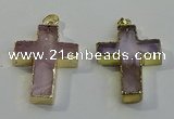 NGP6036 30*40mm - 35*45mm cross rose quartz pendants