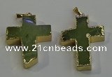 NGP6040 30*40mm - 35*45mm cross green rutilated quartz pendants