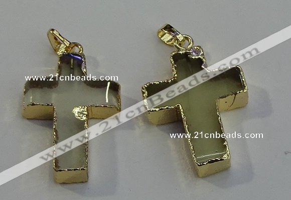 NGP6041 30*40mm - 35*45mm cross lemon quartz pendants