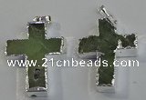 NGP6046 30*40mm - 35*45mm cross green rutilated quartz pendants