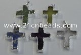 NGP6051 30*40mm - 35*45mm cross mixed gemstone pendants