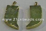 NGP6052 15*40mm - 18*45mm horn green rutilated quartz pendants