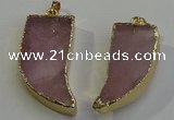 NGP6053 15*40mm - 18*45mm horn rose quartz pendants