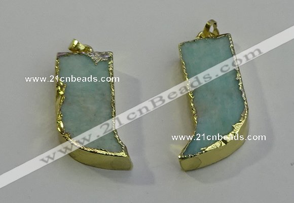 NGP6055 15*40mm - 18*45mm horn amazonite pendants