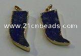 NGP6056 15*40mm - 18*45mm horn lapis lazuli pendants