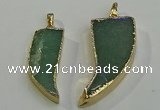 NGP6057 15*40mm - 18*45mm horn green aventurine pendants