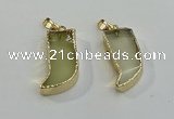 NGP6058 15*40mm - 18*45mm horn lemon quartz pendants