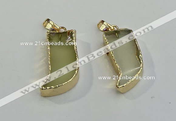 NGP6058 15*40mm - 18*45mm horn lemon quartz pendants