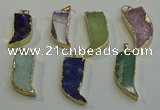 NGP6060 15*40mm - 18*45mm horn mixed gemstone pendants