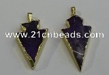 NGP6065 20*40mm - 25*45mm arrowhead amethyst pendants