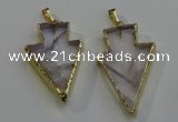 NGP6067 20*40mm - 25*45mm arrowhead white crystal pendants