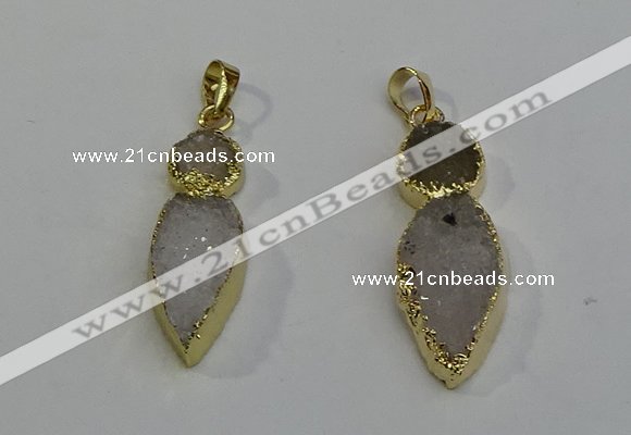 NGP6069 16*40mm - 18*45mm arrowhead druzy agate pendants