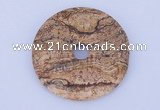 NGP607 5pcs 5*40mm picture jasper gemstone donut pendants wholesale