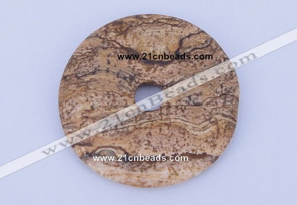 NGP607 5pcs 5*40mm picture jasper gemstone donut pendants wholesale