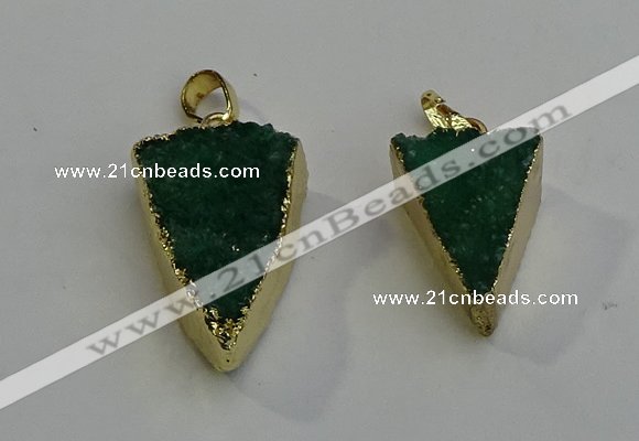 NGP6070 20*25mm - 25*35mm triangle druzy quartz pendants