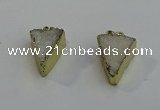 NGP6073 20*25mm - 25*35mm triangle druzy quartz pendants