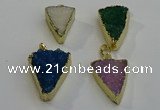 NGP6074 20*25mm - 25*35mm triangle druzy quartz pendants