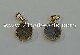 NGP6076 14mm - 15mm flat round druzy agate pendants