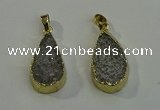 NGP6078 15*25mm – 18*30mm flat teardrop druzy agate pendants