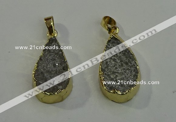 NGP6078 15*25mm – 18*30mm flat teardrop druzy agate pendants