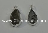 NGP6080 15*25mm – 18*30mm flat teardrop druzy agate pendants