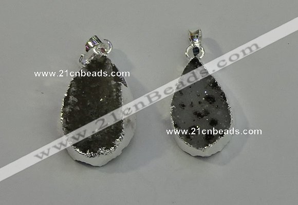 NGP6080 15*25mm – 18*30mm flat teardrop druzy agate pendants