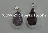 NGP6081 15*25mm – 18*30mm flat teardrop druzy agate pendants