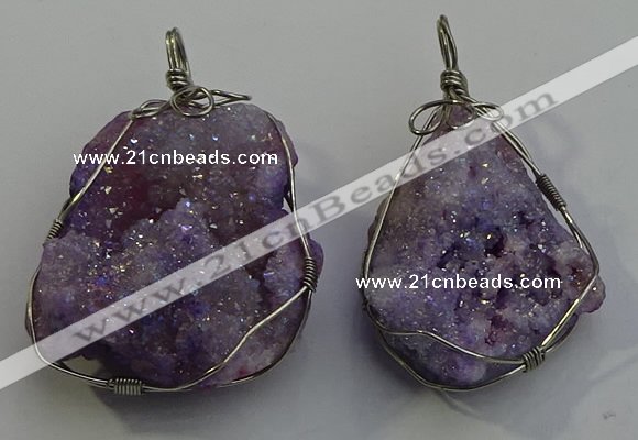 NGP6086 35*40mm – 45*50mm freeform druzy quartz pendants