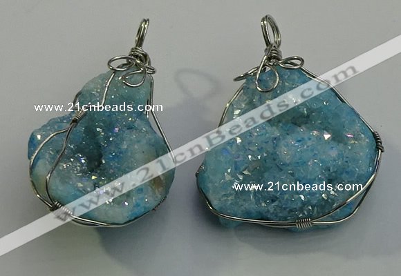 NGP6087 35*40mm – 45*50mm freeform druzy quartz pendants