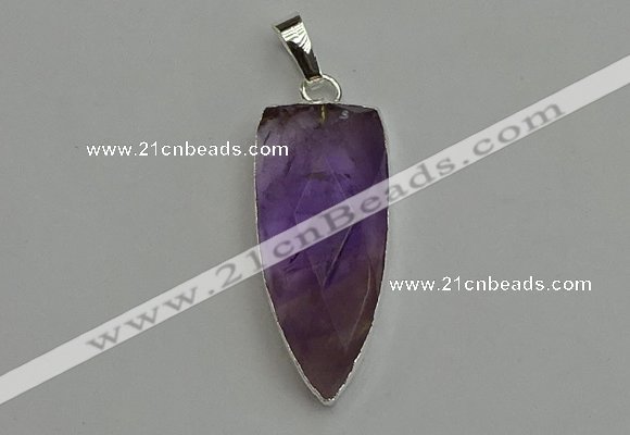 NGP6107 12*35mm - 15*40mm arrowhead amethyst pendants