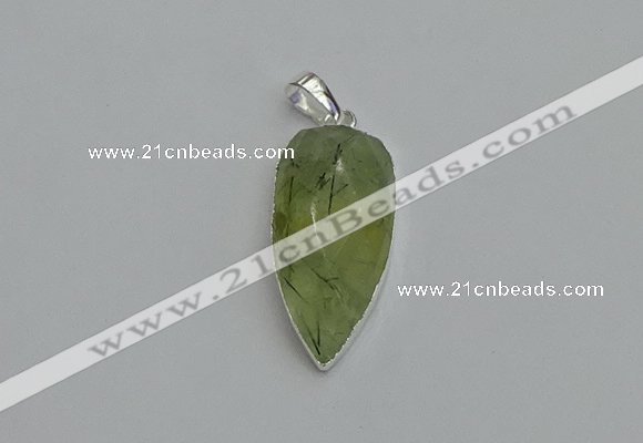 NGP6109 12*35mm - 15*40mm arrowhead green rutilated quartz pendants