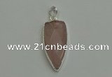 NGP6111 12*35mm - 15*40mm arrowhead rose quartz pendants