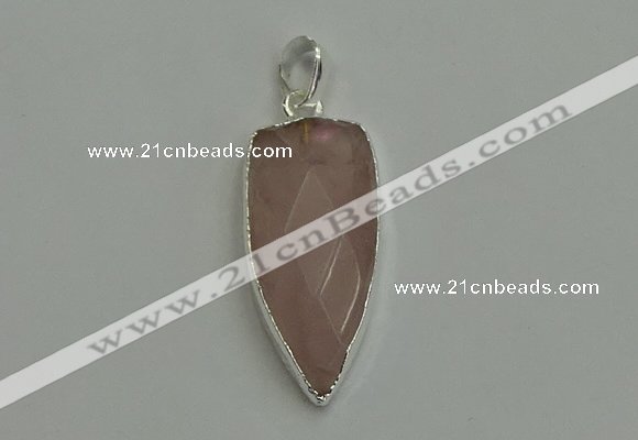 NGP6111 12*35mm - 15*40mm arrowhead rose quartz pendants