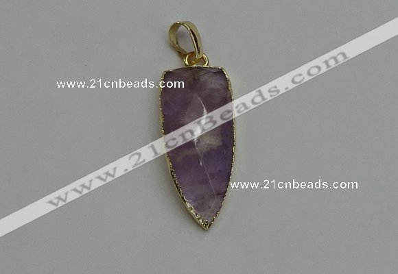 NGP6117 12*35mm - 15*40mm arrowhead amethyst pendants