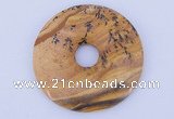 NGP612 5pcs 6*50mm picture jasper gemstone donut pendants wholesale