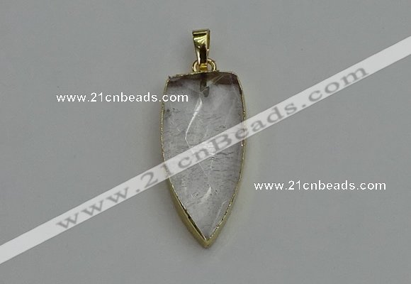 NGP6120 12*35mm - 15*40mm arrowhead white crystal pendants