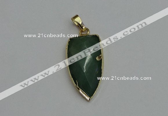 NGP6124 12*35mm - 15*40mm arrowhead green aventurine pendants