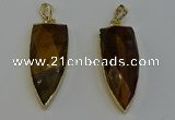 NGP6126 12*35mm - 15*40mm arrowhead yellow tiger eye pendants