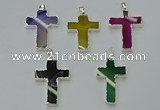 NGP6164 25*40mm - 30*40mm cross agate gemstone pendants