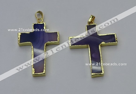 NGP6168 25*40mm - 30*40mm cross agate gemstone pendants