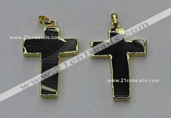 NGP6173 25*40mm - 30*40mm cross agate gemstone pendants