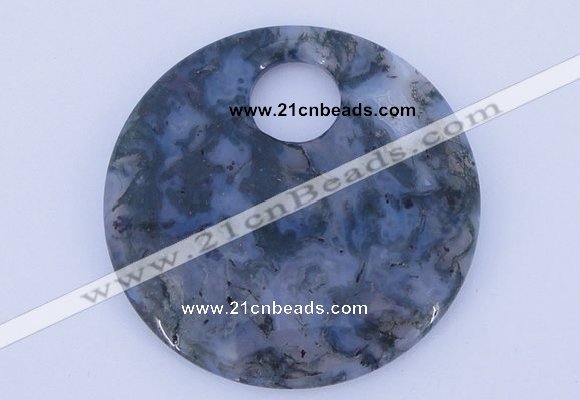 NGP618 5pcs 6*50mm moss agate gemstone donut pendants