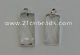 NGP6180 14*30mm - 15*38mm faceted rectangle white crystal pendants