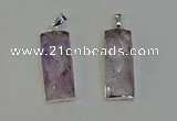 NGP6182 14*30mm - 15*38mm faceted rectangle light amethyst pendants