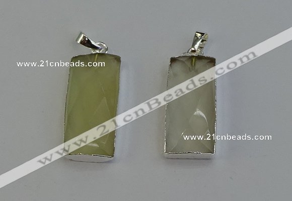 NGP6183 14*30mm - 15*38mm faceted rectangle lemon quartz pendants