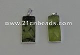 NGP6184 14*30mm - 15*38mm faceted rectangle green rutilated quartz pendants